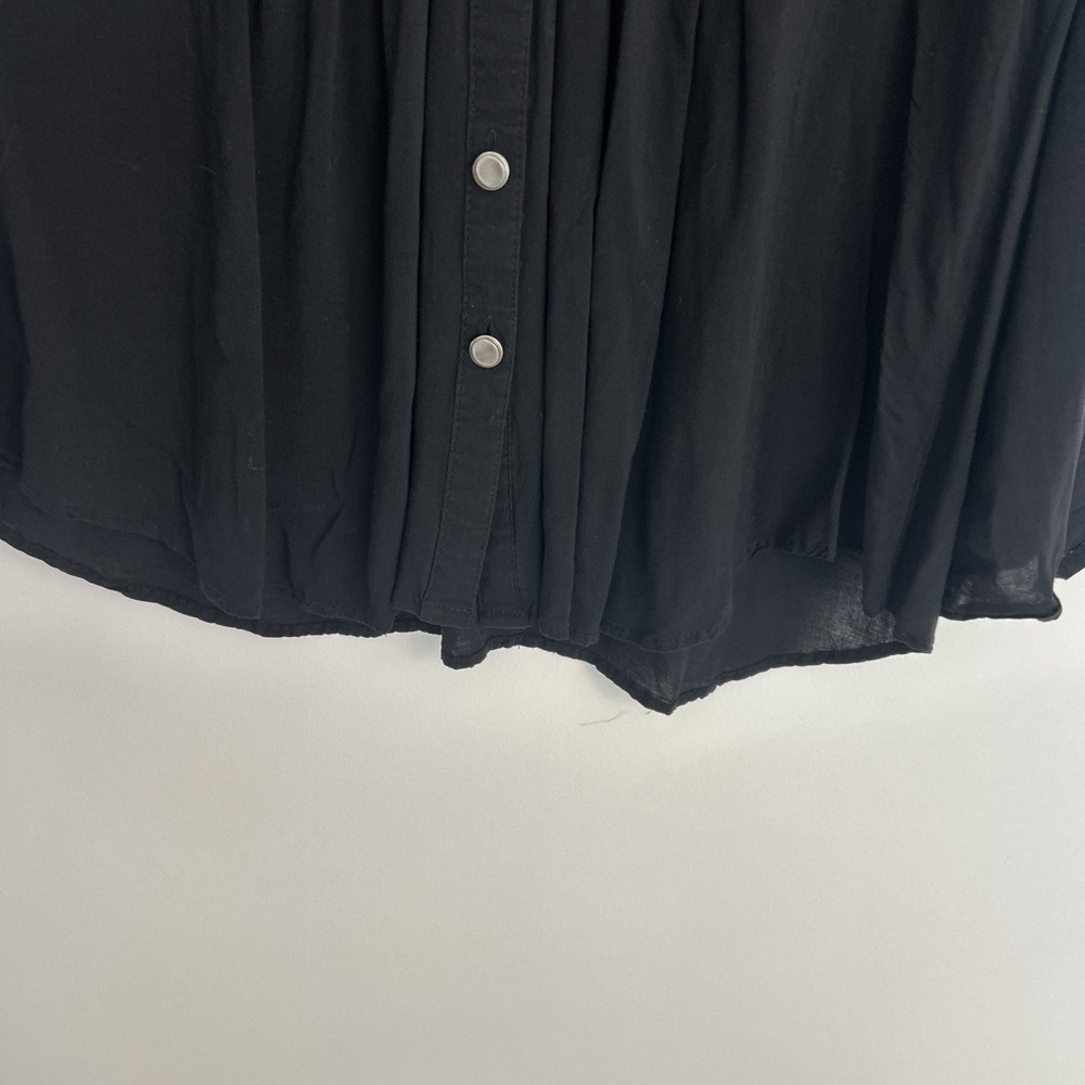 Spence Black Women's Medium Long Sleeve Button Down Lightweight Blouse - Picture 6 of 11